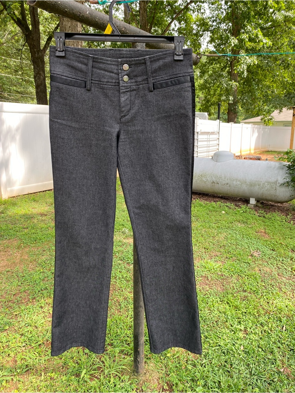Cambio Women’s Black Stretch Jeans - Classic Straight leg w/black satin trim
